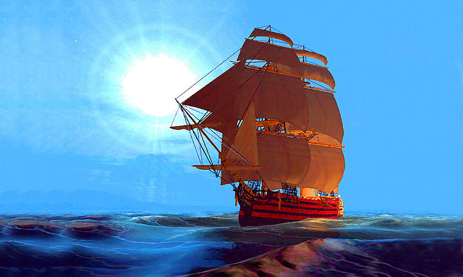 Moonship Galleon filtered Digital Art by Duane McCullough