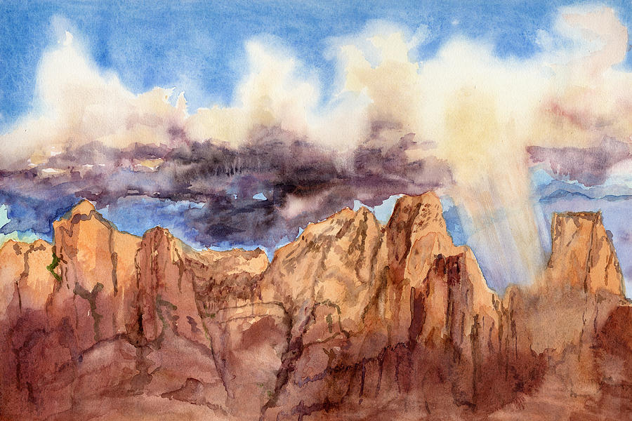 Moonsoon over the Superstitions Painting by Jane Hayes