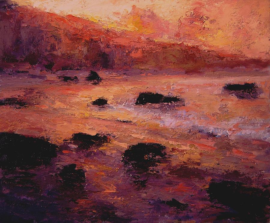 Moonstone Beach at sunrise Painting by R W Goetting