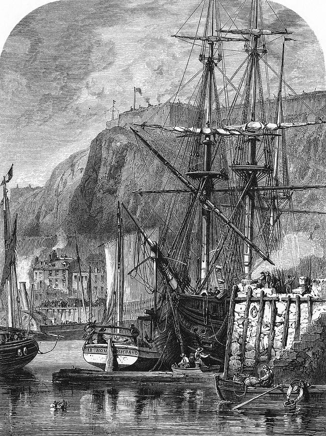 Jersey Drawing - Moored Ships At Fort Regent,  St by Mary Evans Picture Library
