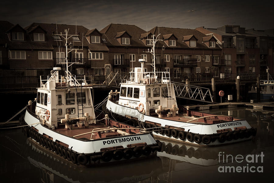 Moored tug boats Photograph by Peter Noyce