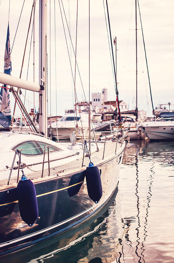 Moored Yachts. For Yachts Lovers. Benalmadena Puerto Marina Photograph by Jenny Rainbow