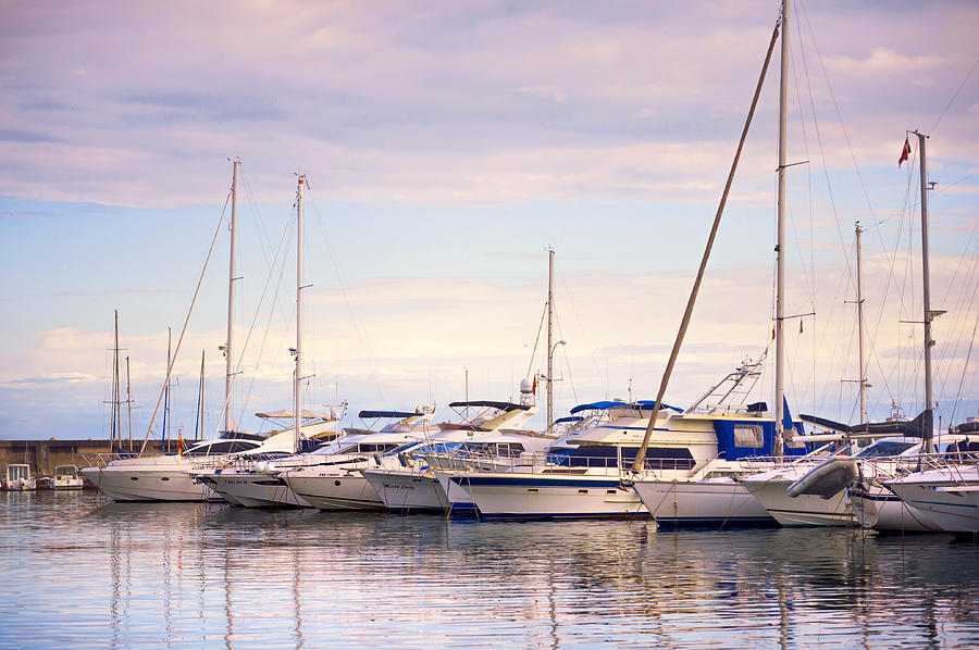 Moored Yachts. For Yachts Lovers I. Benalmadena Puerto Marina Photograph by Jenny Rainbow