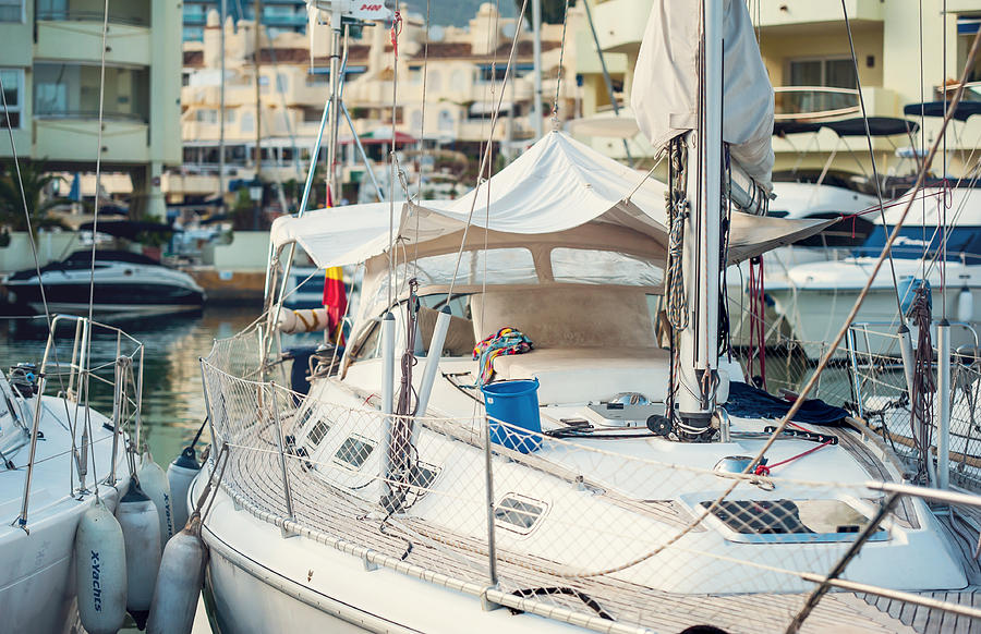 Moored Yachts IV. For Yachts Lovers. Benalmadena Puerto Marina Photograph by Jenny Rainbow