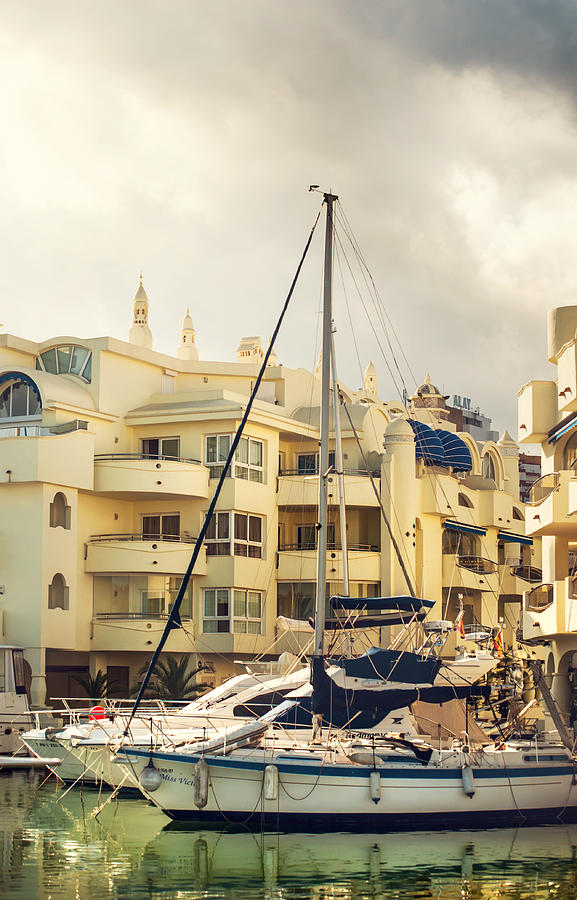 Moored Yachts V. For Yachts Lovers. Benalmadena Puerto Marina Photograph by Jenny Rainbow