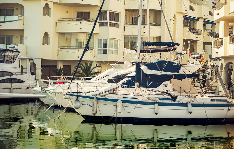 Moored Yachts VI. For Yachts Lovers. Benalmadena Puerto Marina Photograph by Jenny Rainbow