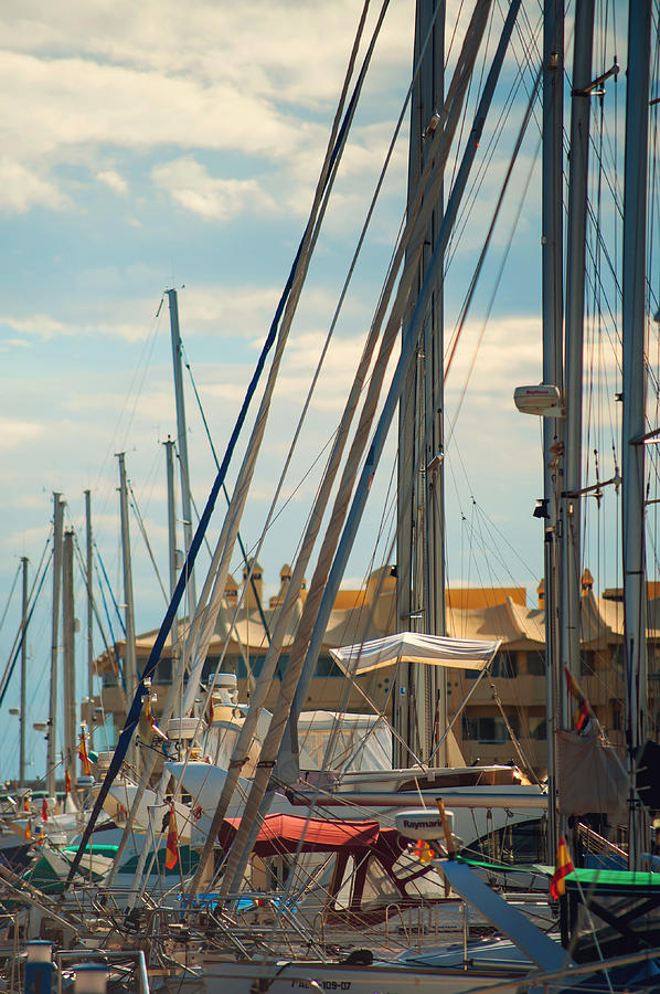 Moored Yachts VII. For Yachts Lovers. Benalmadena Puerto Marina Photograph by Jenny Rainbow
