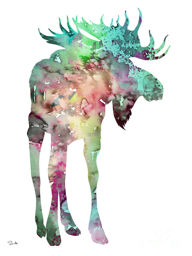 Moose Painting - Moose 4 by Watercolor Girl