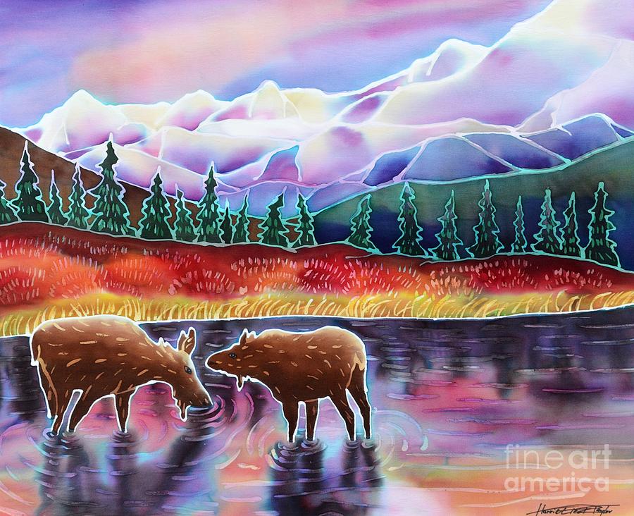 Moose Painting - Moose at Rainbow Lake by Harriet Peck Taylor