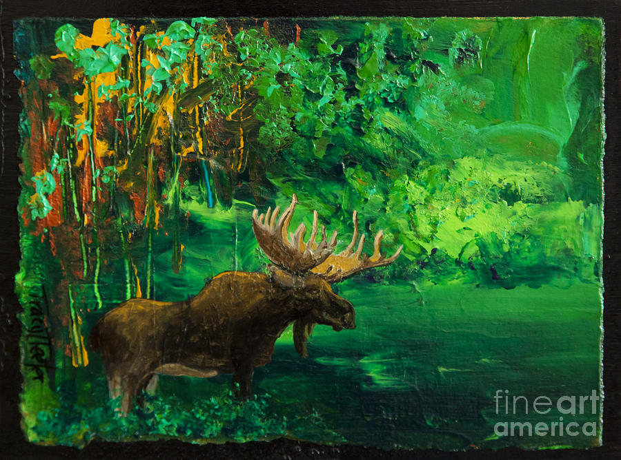 Moose Autumn Painting by Tracy L Teeter 