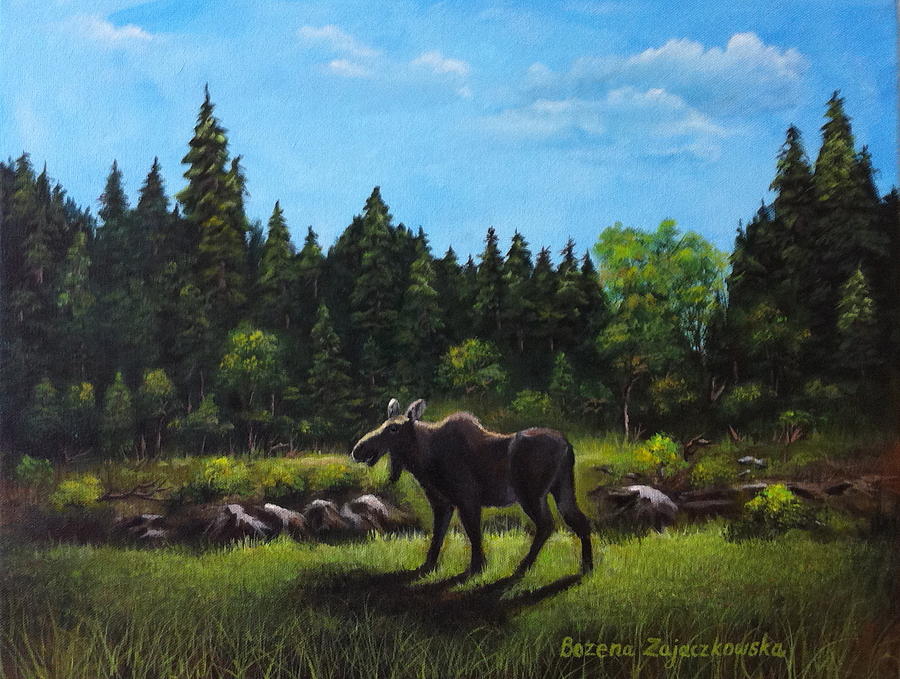 Moose Painting by Bozena Zajaczkowska