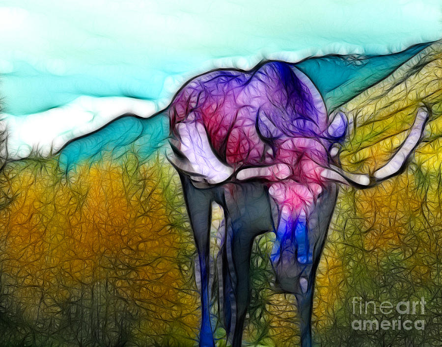 Moose in Pure Light Mixed Media by Francine Dufour Jones