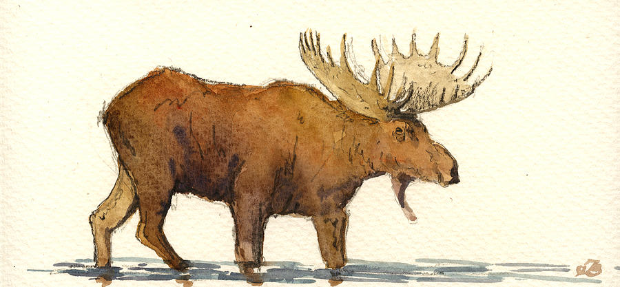 Moose Painting - Moose by Juan  Bosco
