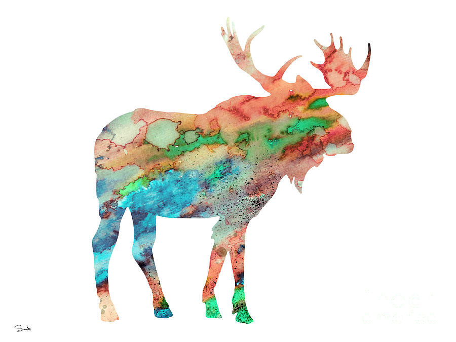 Illustration Painting - Moose by Watercolor Girl
