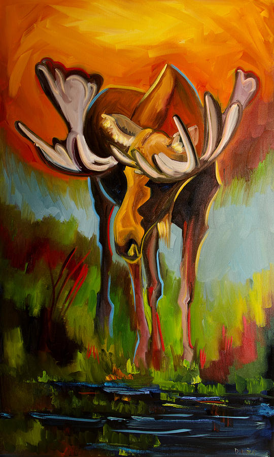 Moose Pond Painting by Diane Whitehead