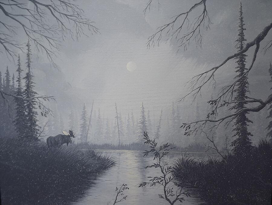 Moose Swanson River Alaska Painting by Richard Faulkner