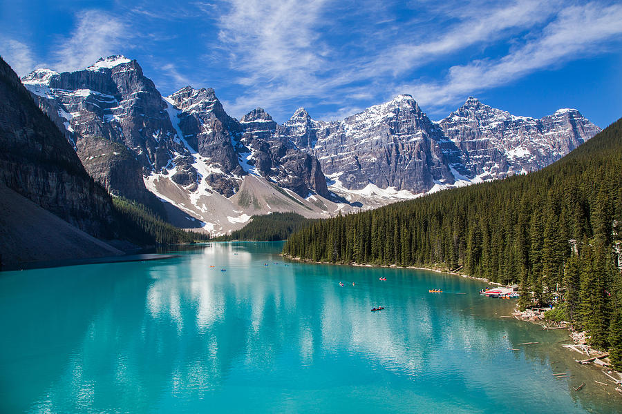Moraine Lake and the valley of the ten peaks in the Canadian Rockies Photograph by Thipjang
