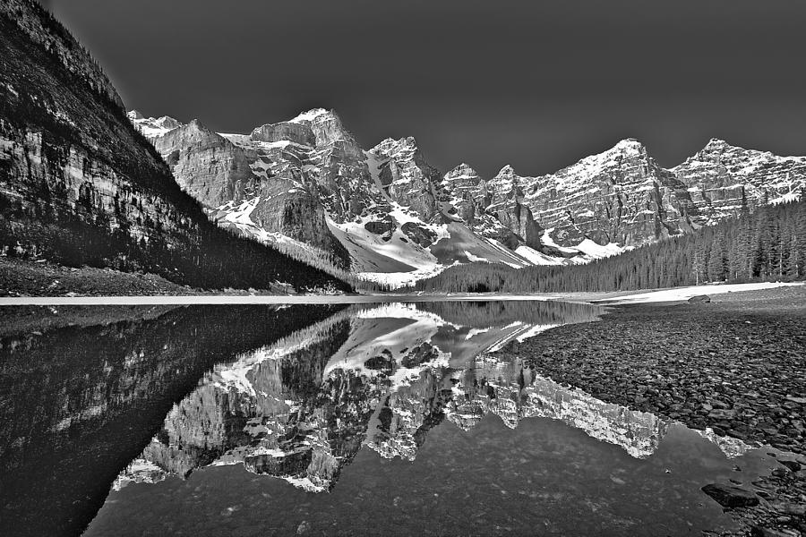 Moraine Lake - Black and White Photograph by Stuart Litoff