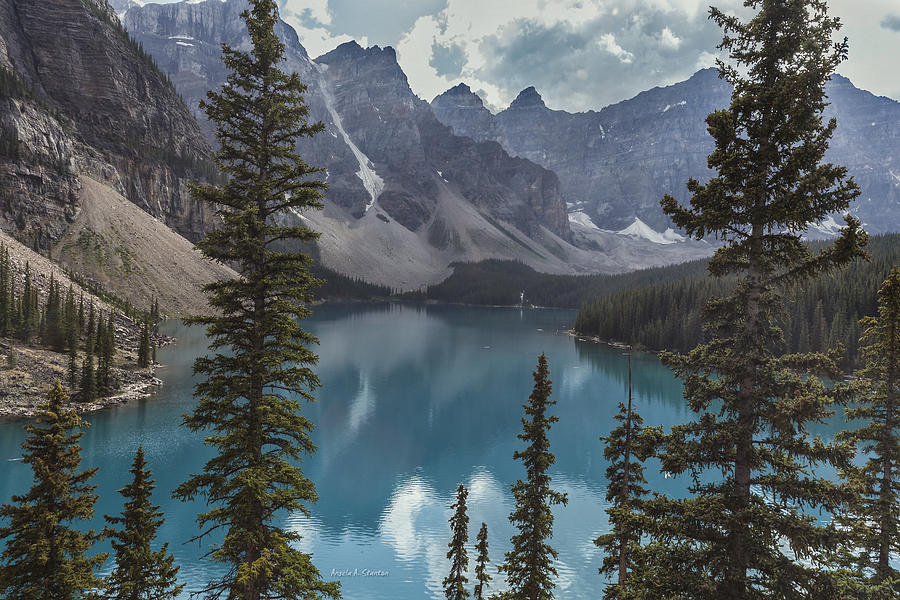 Moraine Lake in Alberta with All its Beauty Photograph by Angela Stanton