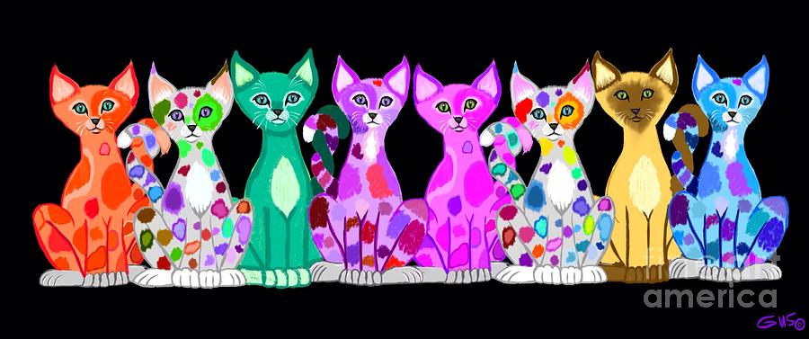 More Colorful Kitties Painting by Nick Gustafson