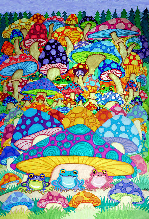 cool colorful mushroom drawings