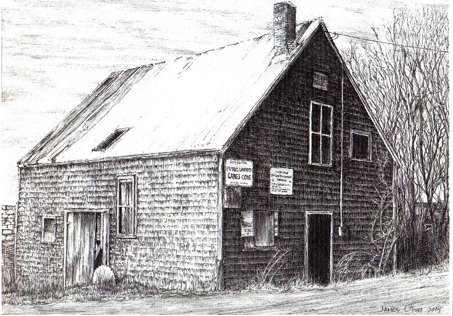 Moreys Shack Lanes Cove Drawing by James Oliver