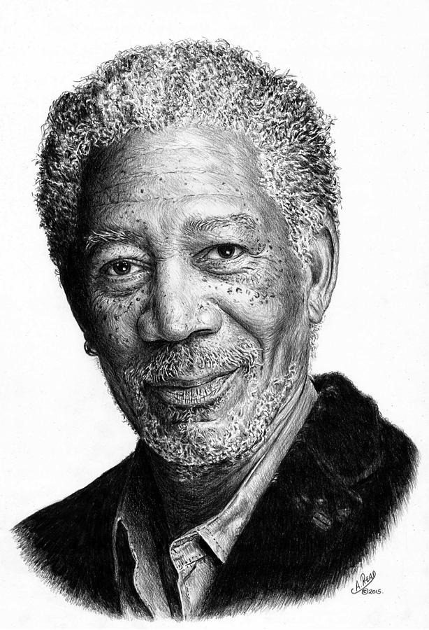 Morgan Freeman Drawing by Andrew Read