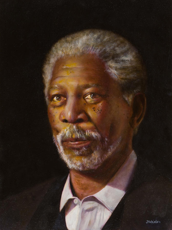 Morgan Freeman Painting - Morgan Freeman Portrait by John Nebiolo