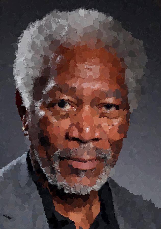 Morgan Freeman Painting by Samuel Majcen