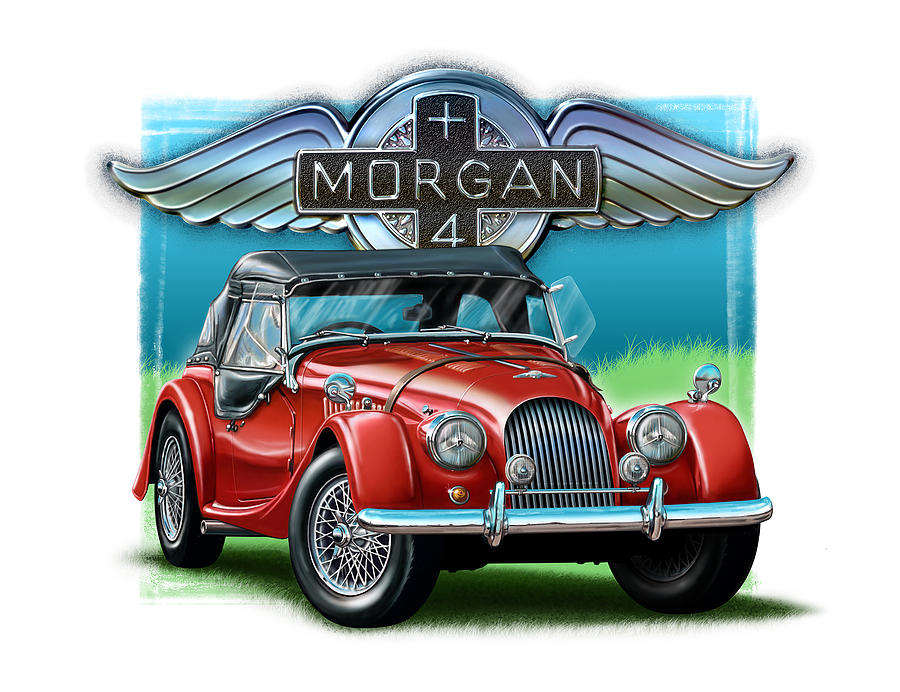 Morgan Plus 4 in Red Painting by David Kyte