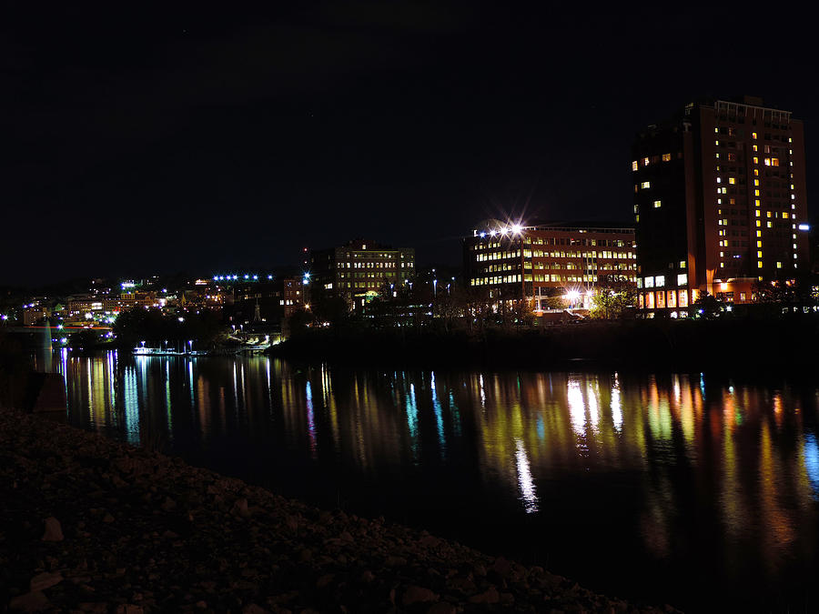 Skyline At Night From The Waterfront Photograph by Cityscape