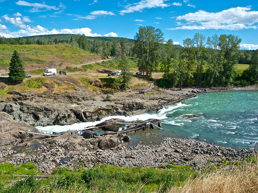 Falls and Canyon Fishing Operation on Bulkley River in Moricetown, British Columbia, Canada Photograph by Ruth Hager