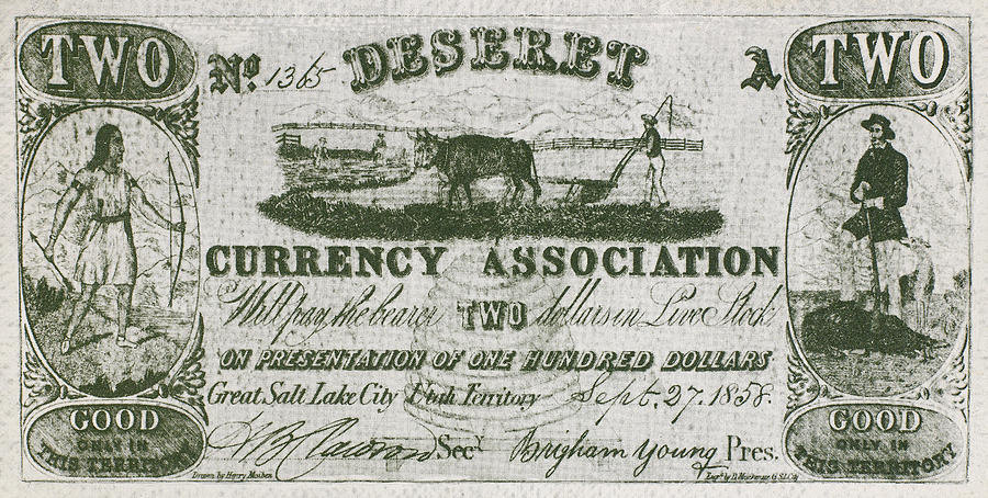 Mormon Currency, 1858 Drawing by Granger
