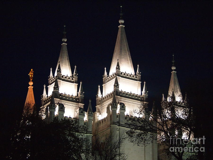 Mormon temple LDS Utah nighttime Photograph by Jennifer Craft