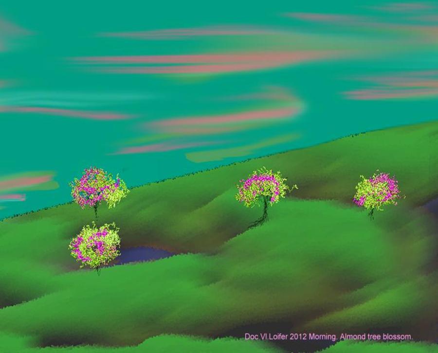 Morning. Almond tree blossom Digital Art by Dr Loifer Vladimir