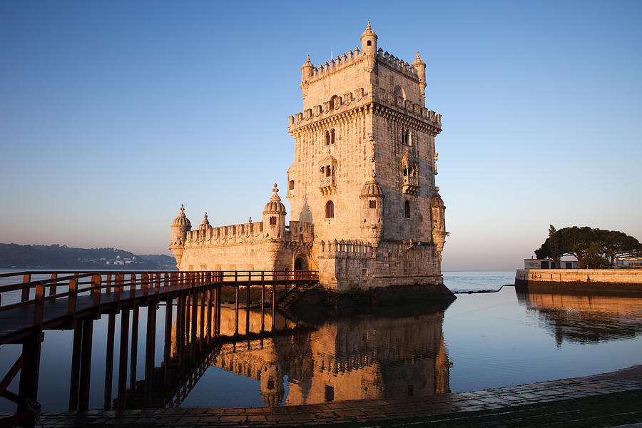 Castle Photograph - Morning at Belem Tower in Lisbon by Artur Bogacki