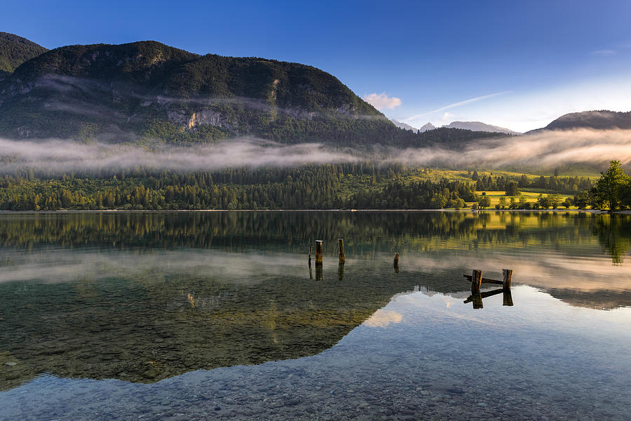 Morning at lake Bohinj Photograph by Robert Krajnc