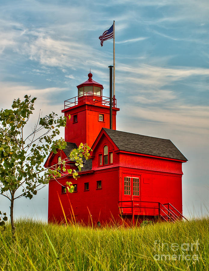 Lighthouse Photograph - Morning at the Big Red Lighthouse by Nick Zelinsky Jr