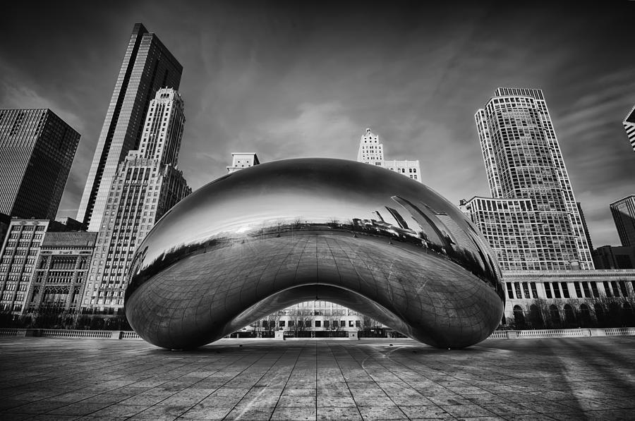 Chicago Photograph - Morning Bean in Black and White by Sebastian Musial