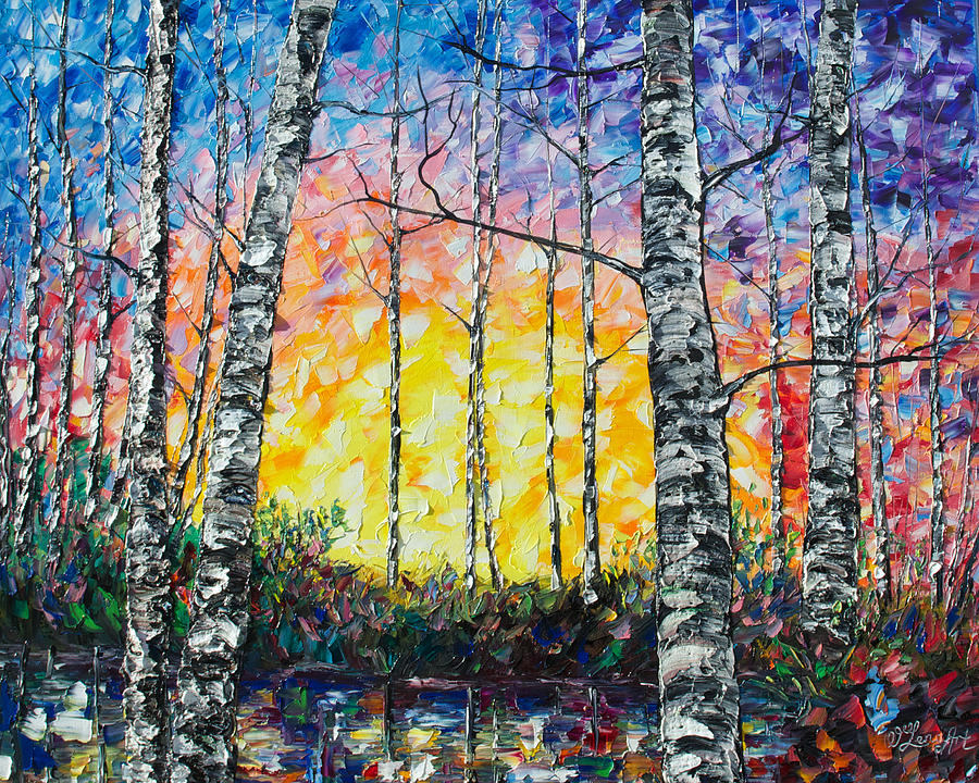 Morning Breaks  Painting by Lena Owens - OLena Art Vibrant Palette Knife and Graphic Design