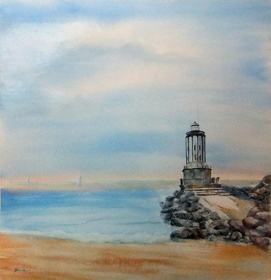 Angels Gate Lighthouse Painting by Debbie Lewis