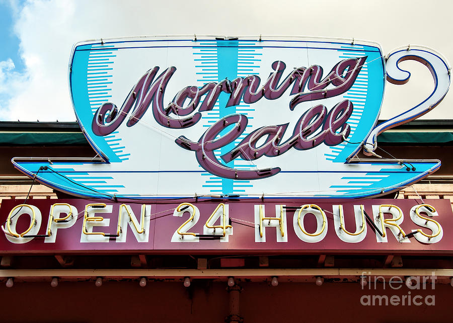 Morning Call Neon Cup Sign in New Orleans Photograph by Kathleen K Parker