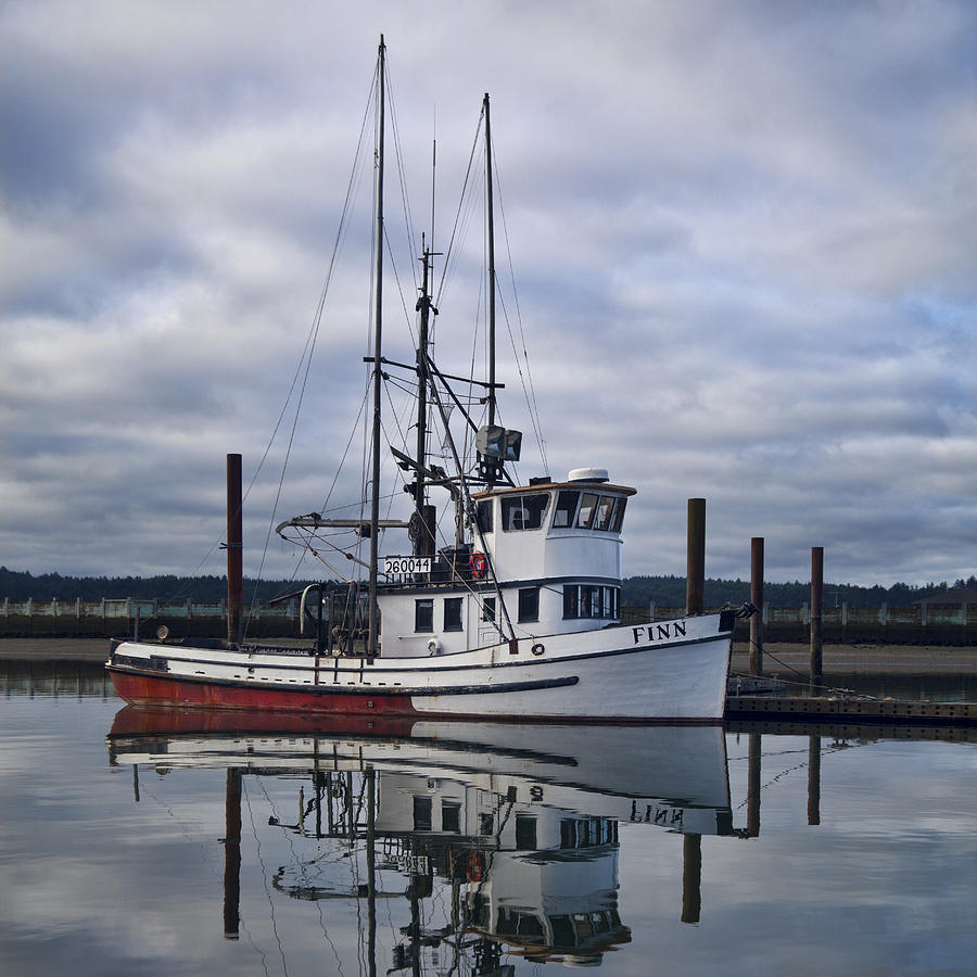 Boat Photograph - Morning Calm Newport Oregon Square Version by Carol Leigh