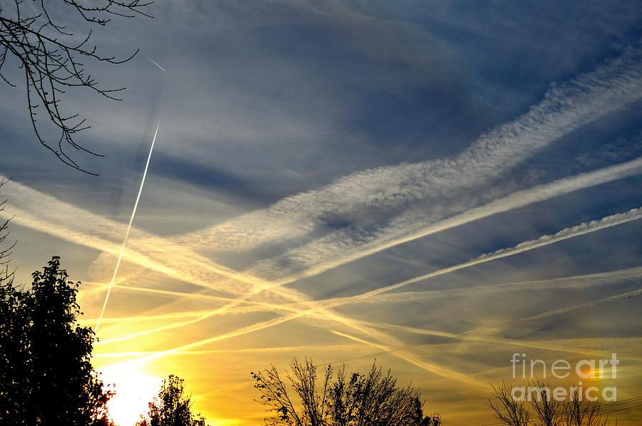 Morning Photograph - Morning Chem Trails by Charles Trinkle