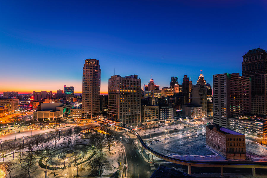 Morning comes to Detroit Photograph by Joshua Bozarth - Fine Art America