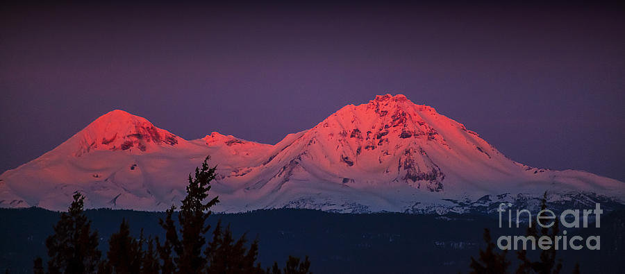 Morning Dawn on Two Of Three Sisters Mountain Tops In Oregon Photograph by Jerry Cowart