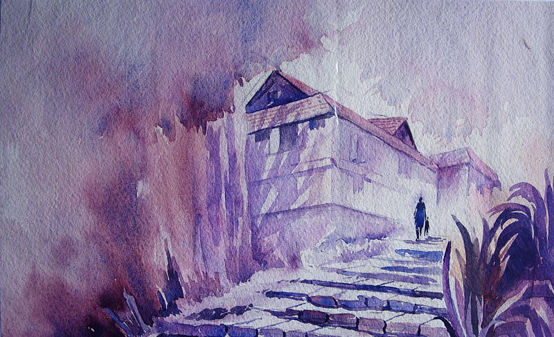 Landscape Painting - Morning by Deepali Sagade Landscape Painting - Morning by Deepali Sagade