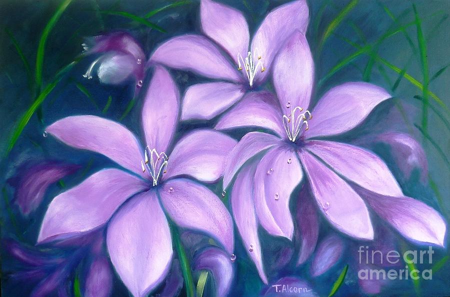 Morning dew drops - original SOLD Painting by Therese Alcorn