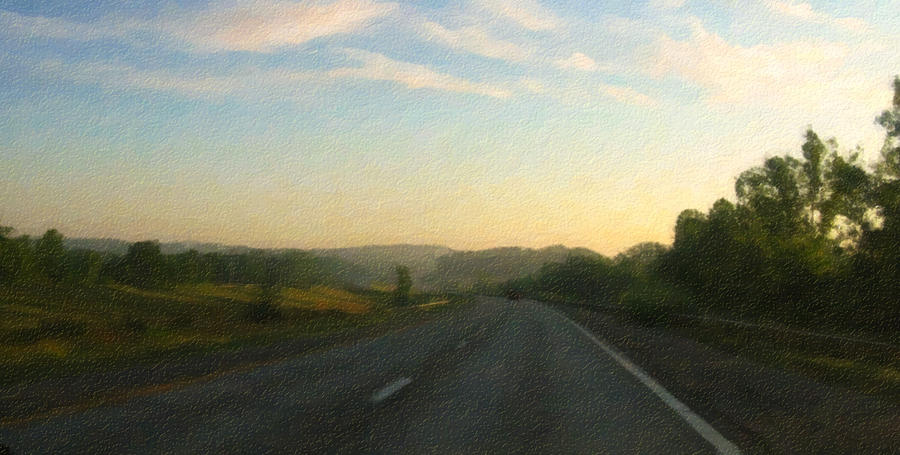 Morning Drive - Digital Painting Effect Photograph by Rhonda Barrett