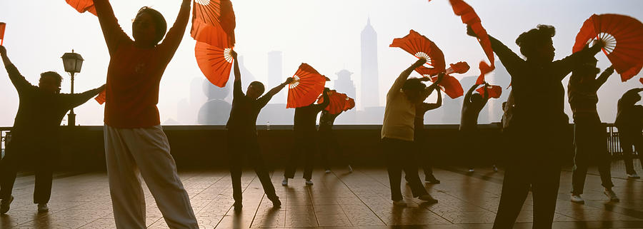 Skyline Photograph - Morning Exercise, The Bund, Shanghai by Panoramic Images